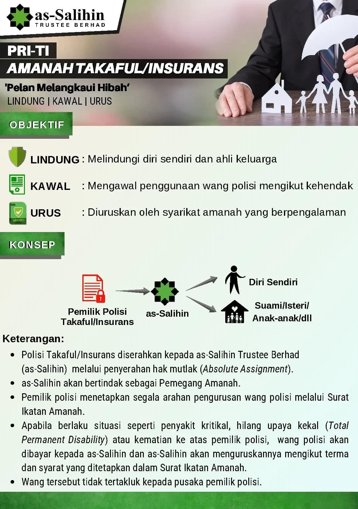 Amanah Takaful and Insurans brochure, page 1
